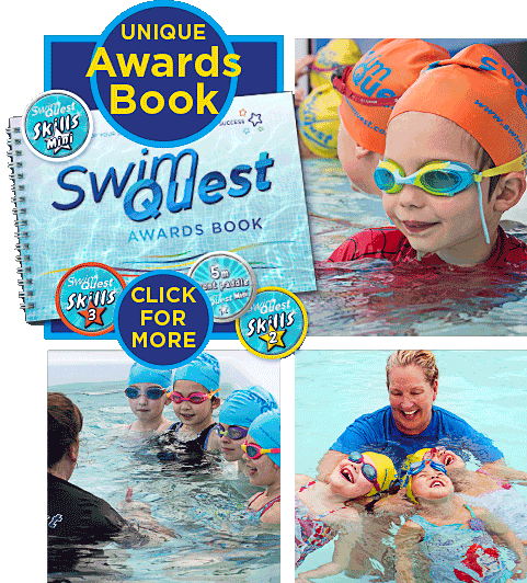 Swim Quest, awards book, unique book & stickers